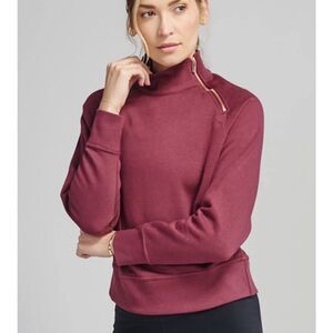 TASC Transcend Side Zip Fleece sweatshirt wineberry Size Large